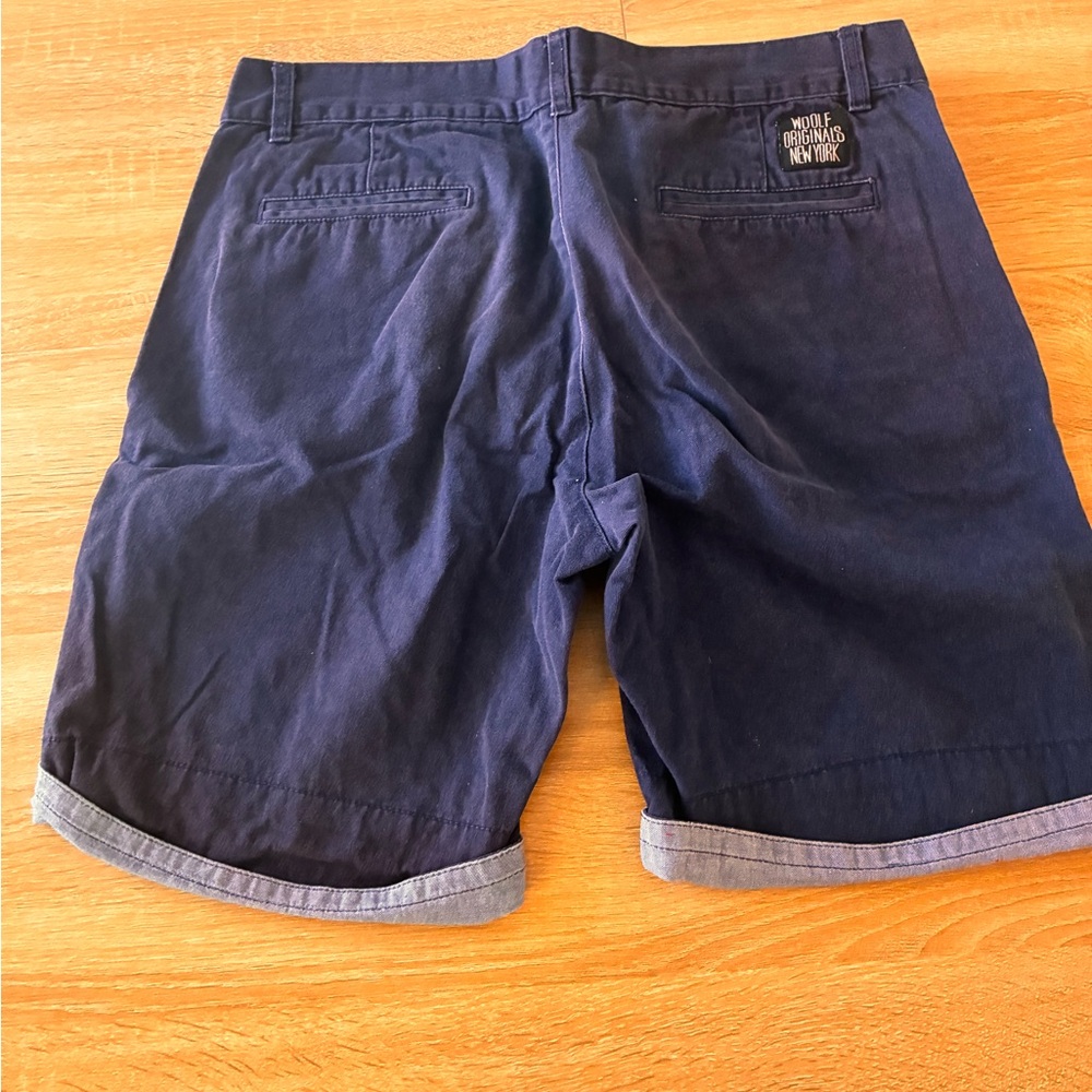 Navy Men's Flat Front Shorts - Picture 4 of 4